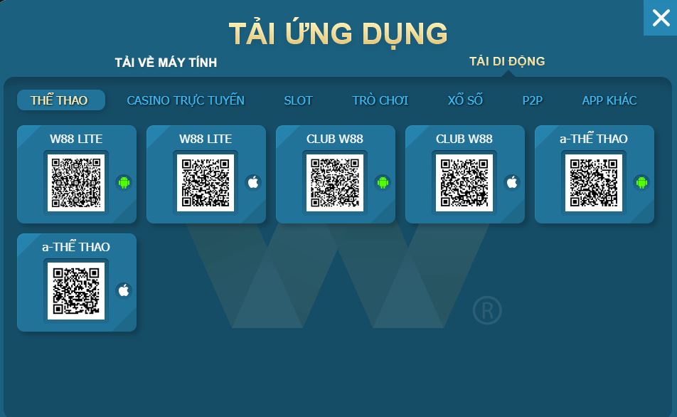 Link tai App Mobile W88 tren IOS & Android